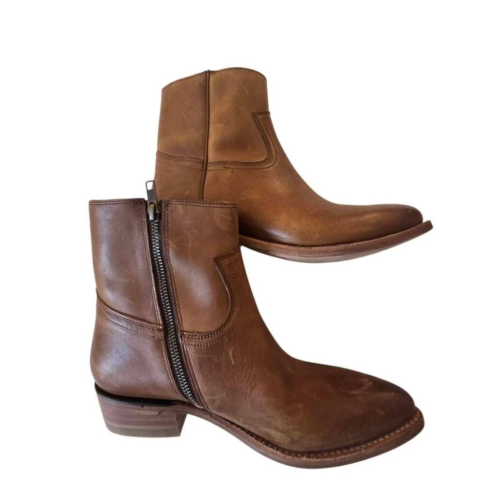 Frye Womens Billy Inside Zip Leather Caramel Bootie Size 8.5B - Picture 11 of 12